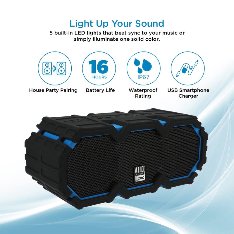 Altec Lansing LifeJacket Mini - Waterproof Bluetooth Speaker with Lights, Portable Wireless Speaker for Pool, Beach, Hiking, Sports, Camping, 16 Hour Playtime, Floats in Water - Image 4